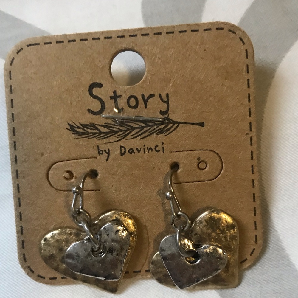 Gold and silver heart earrings